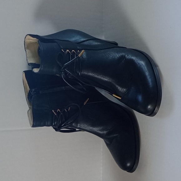 Size 39 8.5 U.S. M.Moustache (ODAJE) Black Leather Zip Up Booties Suede … - Picture 2 of 15